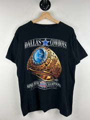Vintage 90s NFL Salem Dallas Cowboys Champions Ring Black Tee