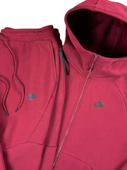 Nike Tech Fleece Red Zip Up Hoodie & Sweatpants Set