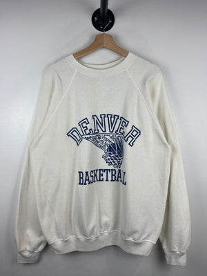 Vintage 80s NBA Denver Nuggets Basketball White Crewneck