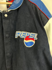 Vintage 90s Jeff Hamilton Pepsi Leather Navy Varsity Jacket