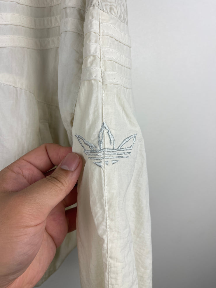 Vintage 90s Adidas Trefoil 3 Stripe White Windbreaker
