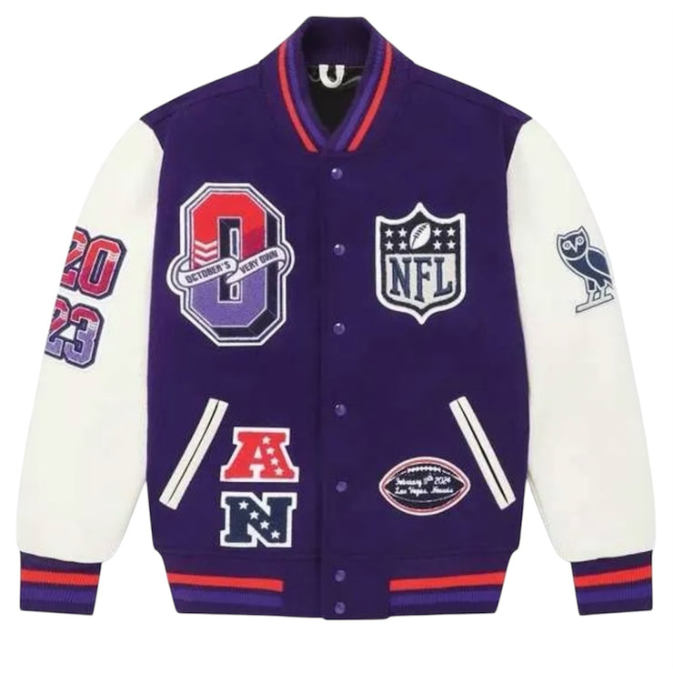 OVO x NFL Super Bowl LVIII Purple Varsity Jacket