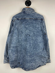 Vintage 90s Carhartt Acid Wash Blue Button Up Long Sleeve Shirt