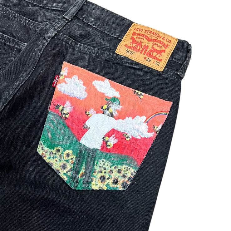 Levis 505 Tyler The Creator Painted Black Denim Jeans