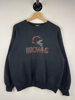 Vintage 90s NFL Cleveland Browns Embroidered Black Crewneck