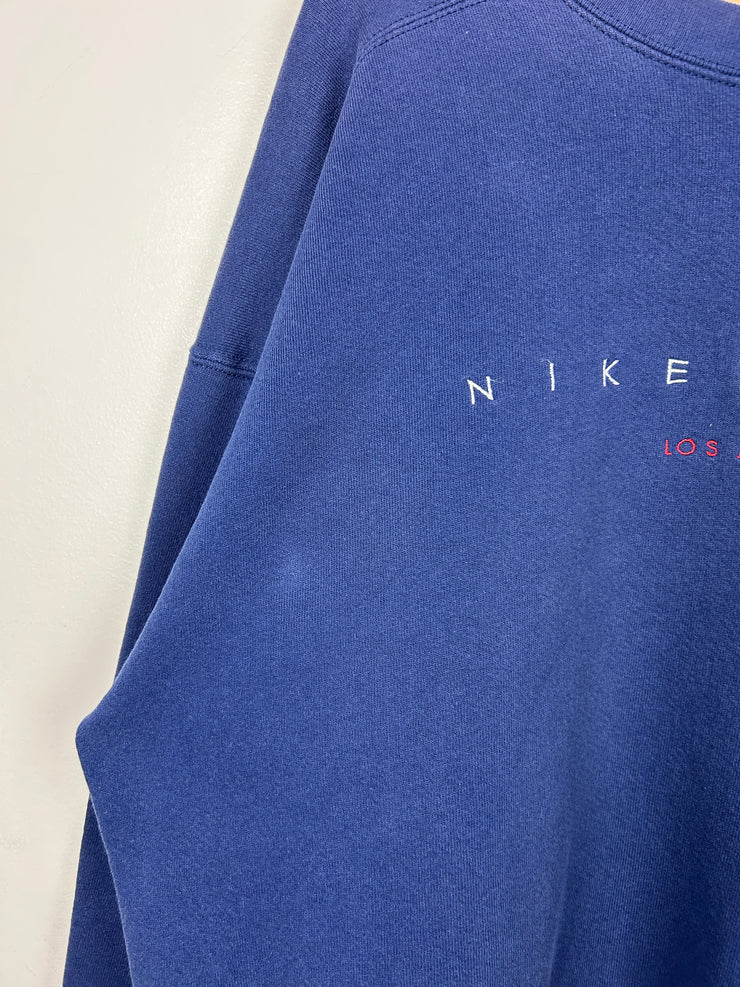 Vintage 90s Nike Town Los Angeles Embroidered Navy Crewneck