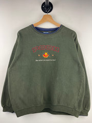 Vintage 90s Disney Winnie The Pooh Embroidered Green Crewneck