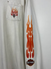 Vintage Harley Davidson Flames New Orleans White Long Sleeve