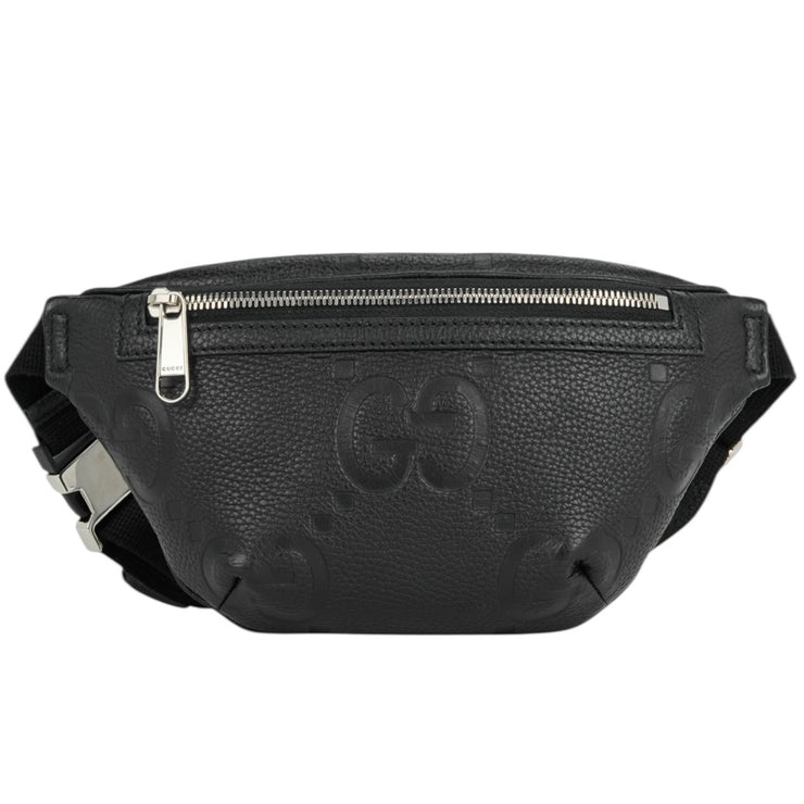 Gucci Jumbo G Monogram Black Leather Waist Belt Bag