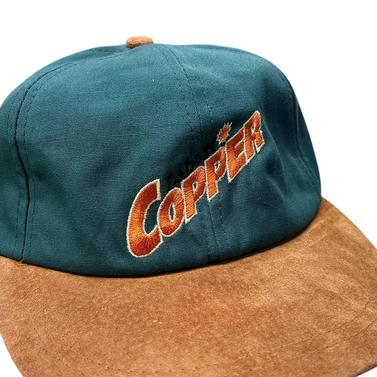 Vintage 90s Labatt Copper Beer Green Leather Strapback Hat