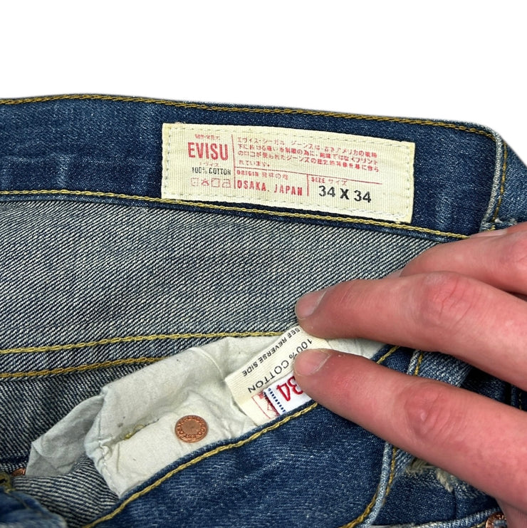 Evisu No.3 Daicock Logos Blue Denim Jeans