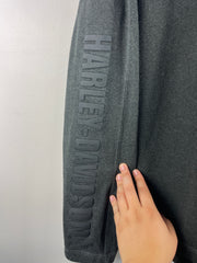Vintage Harley Davidson Gel Print Spellout Charcoal Long Sleeve