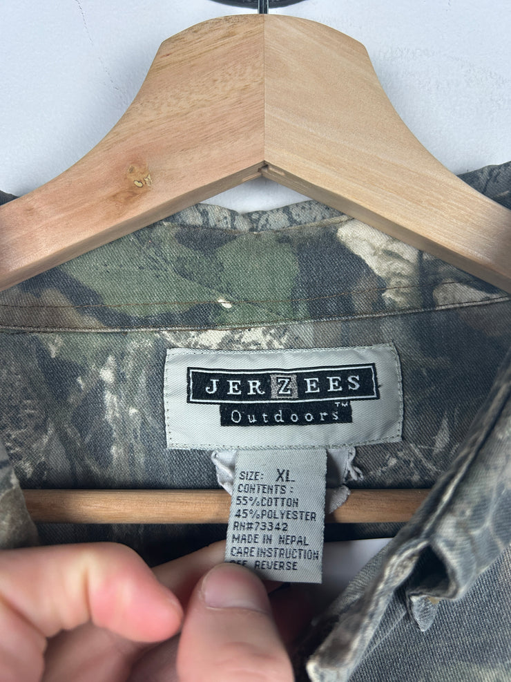 Vintage Jerzees Real Tree Camo Button Up Long Sleeve