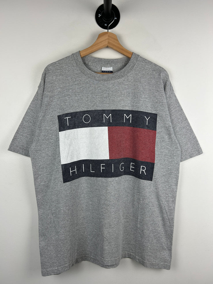 Vintage 90s Tommy Hilfiger Big Flag Grey Tee