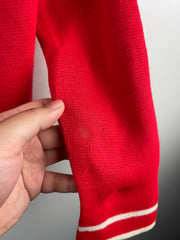 Vintage 90s Hush Puppies Embroidered Red Knit Cardigan Sweater