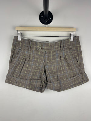 Vintage Y2K Abercrombie & Fitch Women's Brown Plaid Mini Shorts