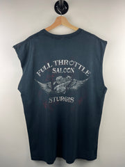 Vintage Sturgis Full Throttle Saloon Black Cut Off Tank Top
