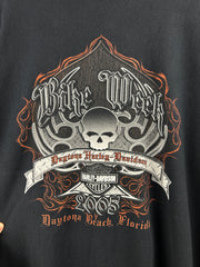 Vintage 2005 Harley Davidson Ace Of Spades Flames Florida Black Long Sleeve