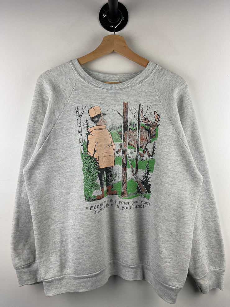 Vintage 90s Hunting Things You See When You Don’t Have A Gun Grey Crewneck
