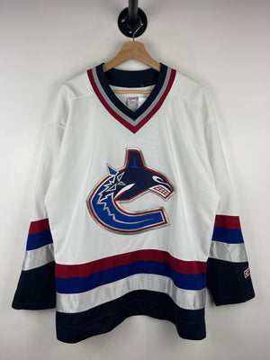 Vintage 90s NHL CCM Vancouver Canucks Orca White Hockey Jersey