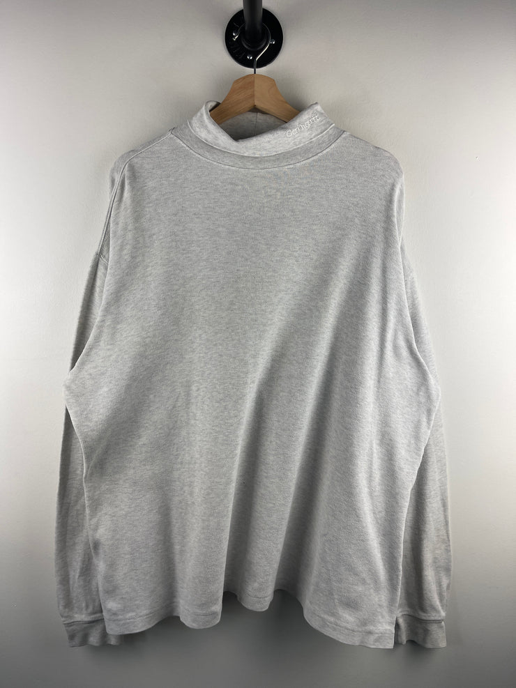 Vintage 90s Carhartt Spellout Embroidered Grey Turtle Neck Long Sleeve