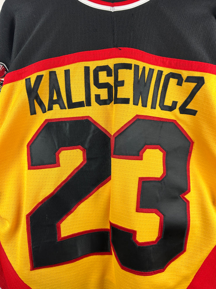 Vintage 90s ECHL SP Cincinnati Cyclones Kalisewicz Yellow Hockey Jersey