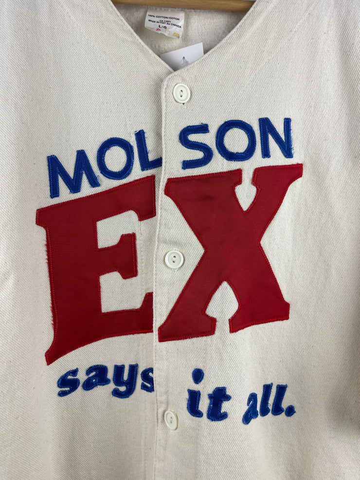 Vintage 90s Molson EX Beer Says It All Cream Baseball Jersey