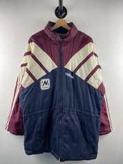 Vintage 80s Adidas Nesodden 3 Stripe Navy & Burgundy Parka Jacket