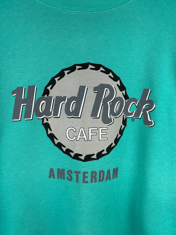 Vintage 90s Hard Rock Café Amsterdam Teal Crewneck