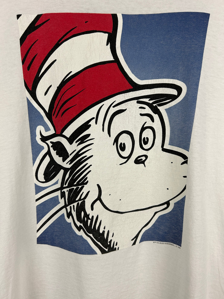 Vintage 90s Dr Seuss Cat In The Hat White Tee