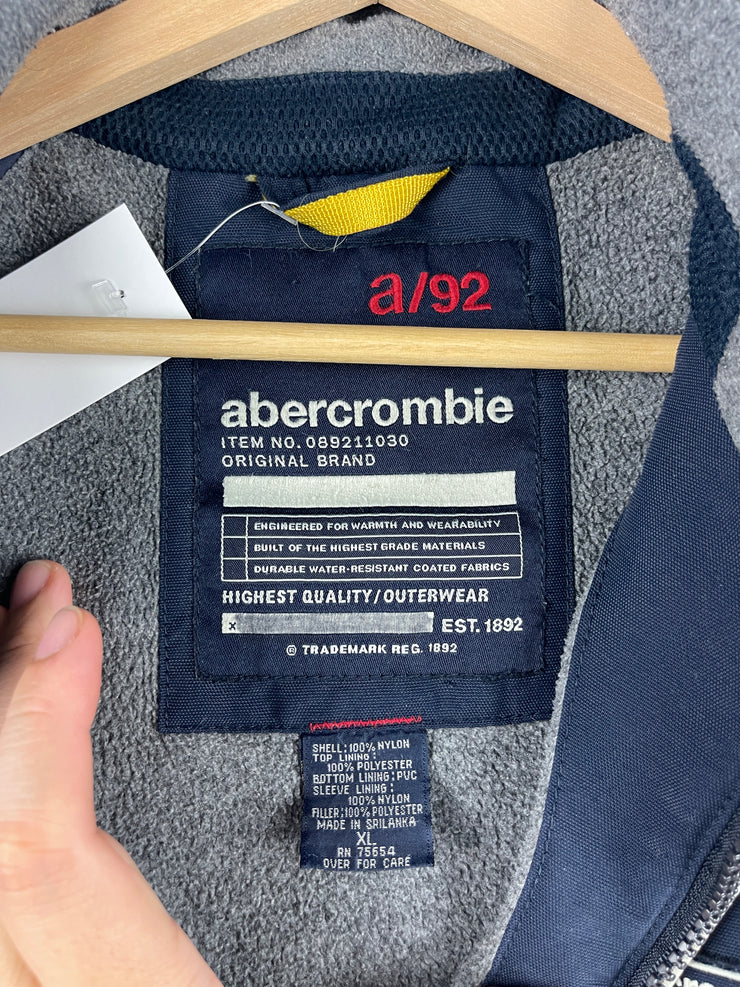 Vintage 90s Abercrombie & Fitch 92 Navy & Grey Fleece Lined Jacket
