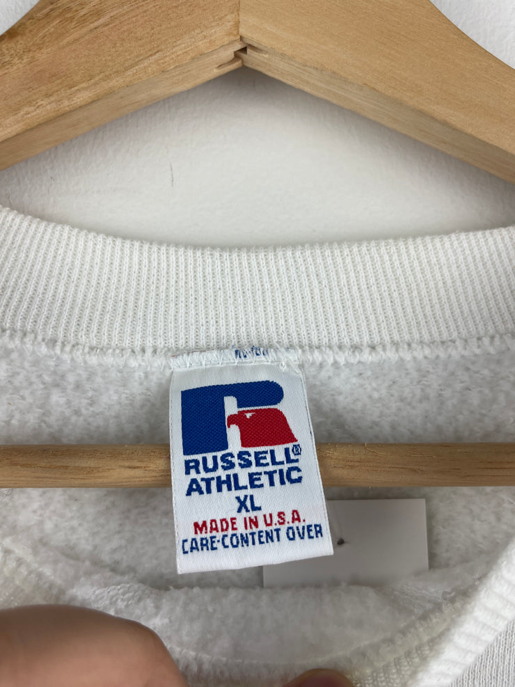 Vintage 90s Russell Athletic Blank White Crewneck