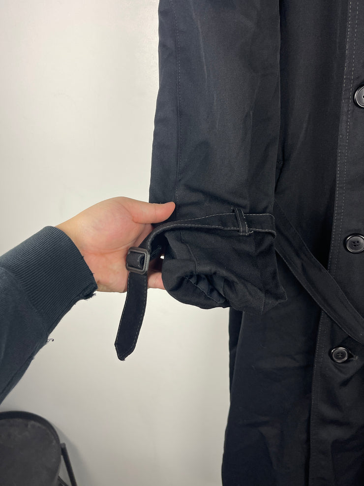 Vintage 90s Christian Dior Monsieur Black Wool Trench Coat