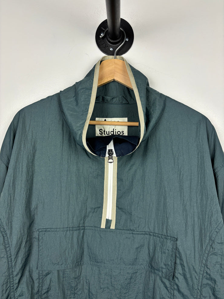 Acne Studios Green & Beige Half Zip Pullover Windbreaker