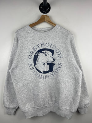Vintage 90s Greyhound Dog As Companions Grey Crewneck
