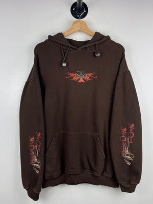 Vintage West Coast Choppers Skull Motorcycle Brown Hoodie