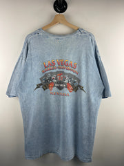 Vintage Harley Davidson Las Vegas Playing Cards Faded Blue Tee