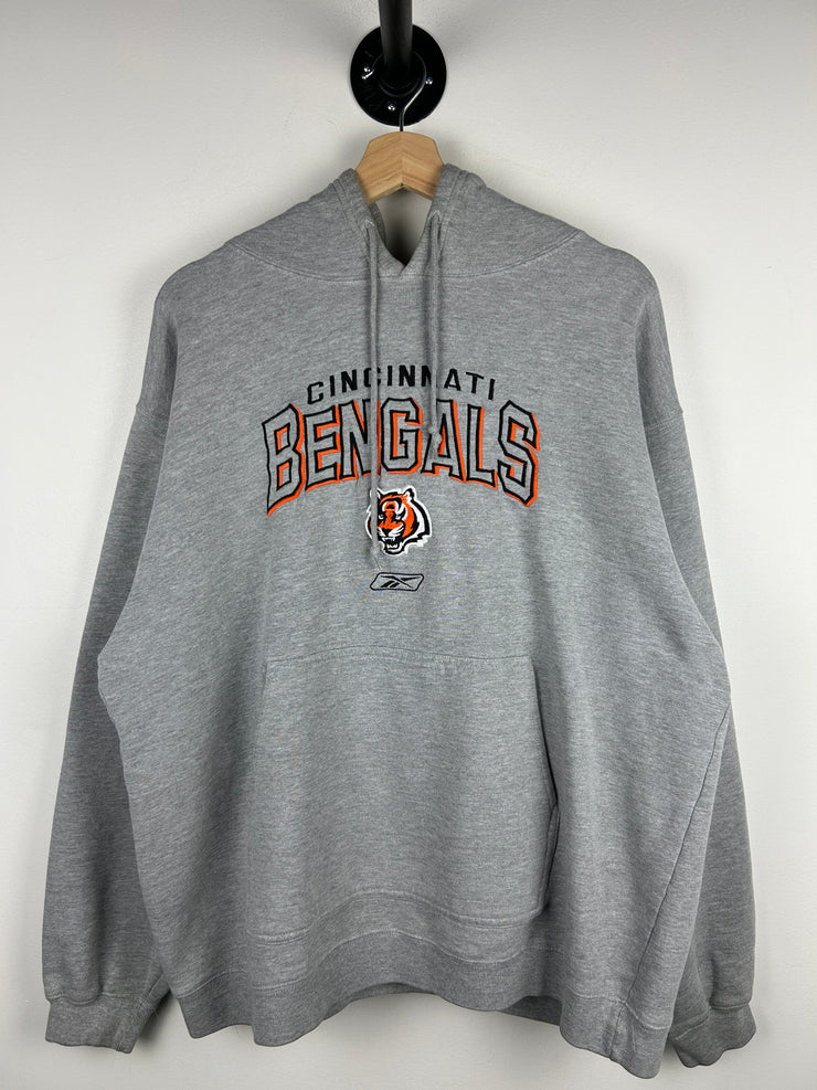 Vintage NFL Reebok Cincinnati Bengals Embroidered Grey Hoodie