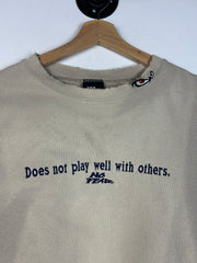 Vintage 90's No Fear "Does Not Play Well With Others" Beige Crewneck