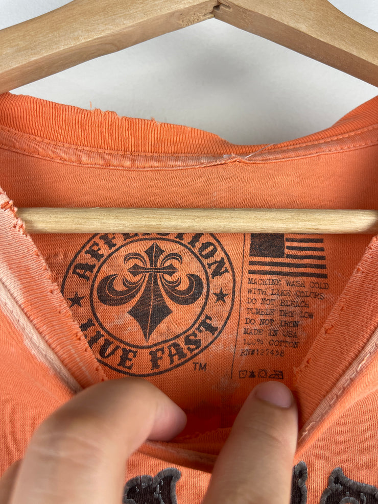 Vintage Y2K Affliction Fleur Orange Tee
