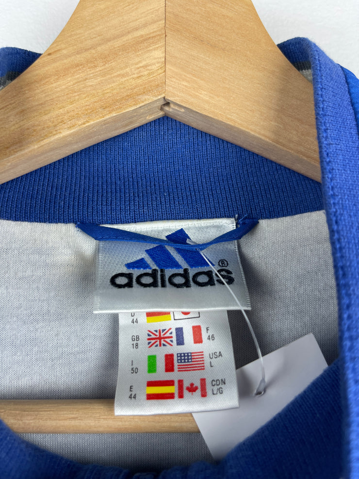 Vintage 90s Adidas 3 Stripe Blue Windbreaker