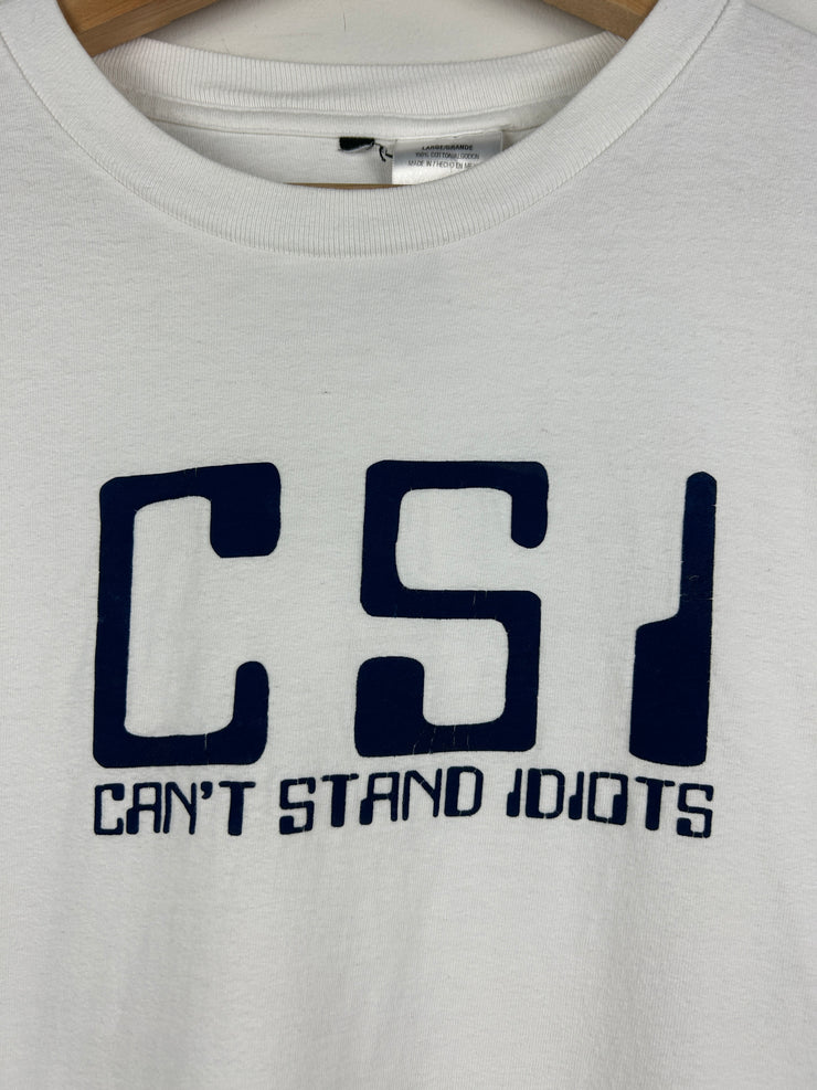 Vintage CSI Cant Stand Idiots White Tee