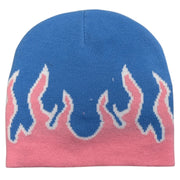 Vintage Y2K Flames Blue & Pink Beanie