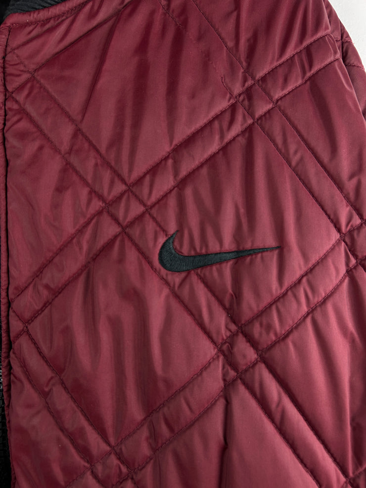 Vintage 90s Nike Swoosh Black & Red Reversible Bomber Jacket