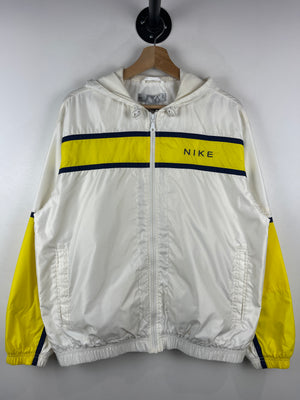 Vintage Nike Spellout White & Neon Hooded Windbreaker
