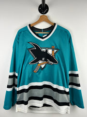 Vintage 90s NHL CCM San Jose Sharks Teal Hockey Jersey