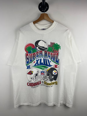 Vintage NFL Arizona Cardinals VS Pittsburgh Steelers Super Bowl White Tee