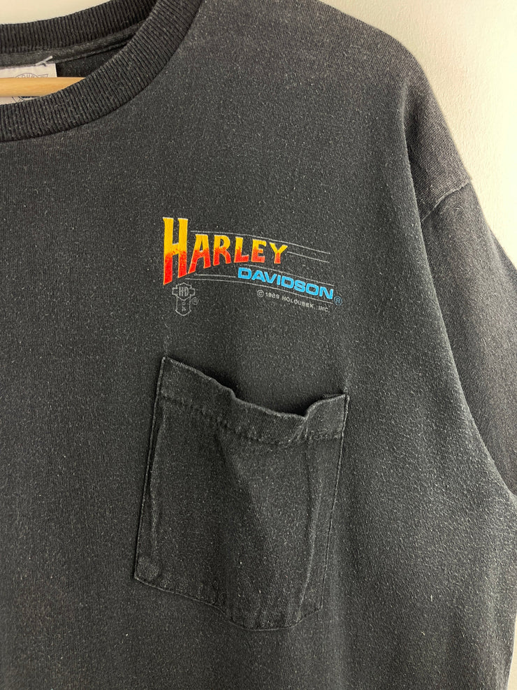 Vintage 80s Harley Davidson Vancouver Black Pocket Tee