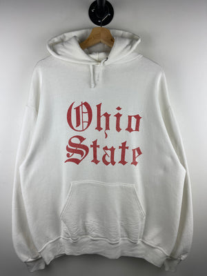 Vintage 90s Ohio State University Gothic Spellout White Hoodie