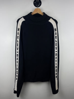 Vintage Harley Davidson Spellout Black Ribbed Knit Sweater
